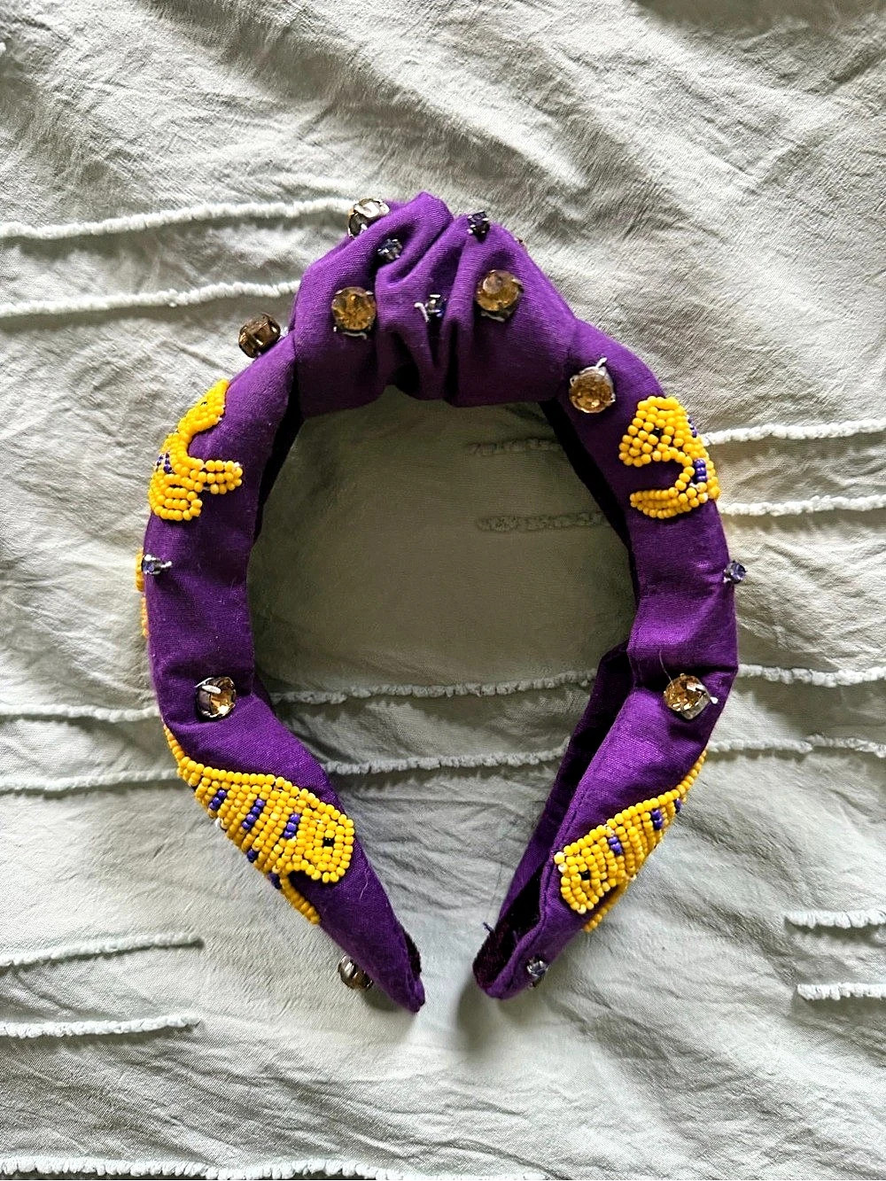Beaded LSU Tigers Headband in Purple & Gold Like New